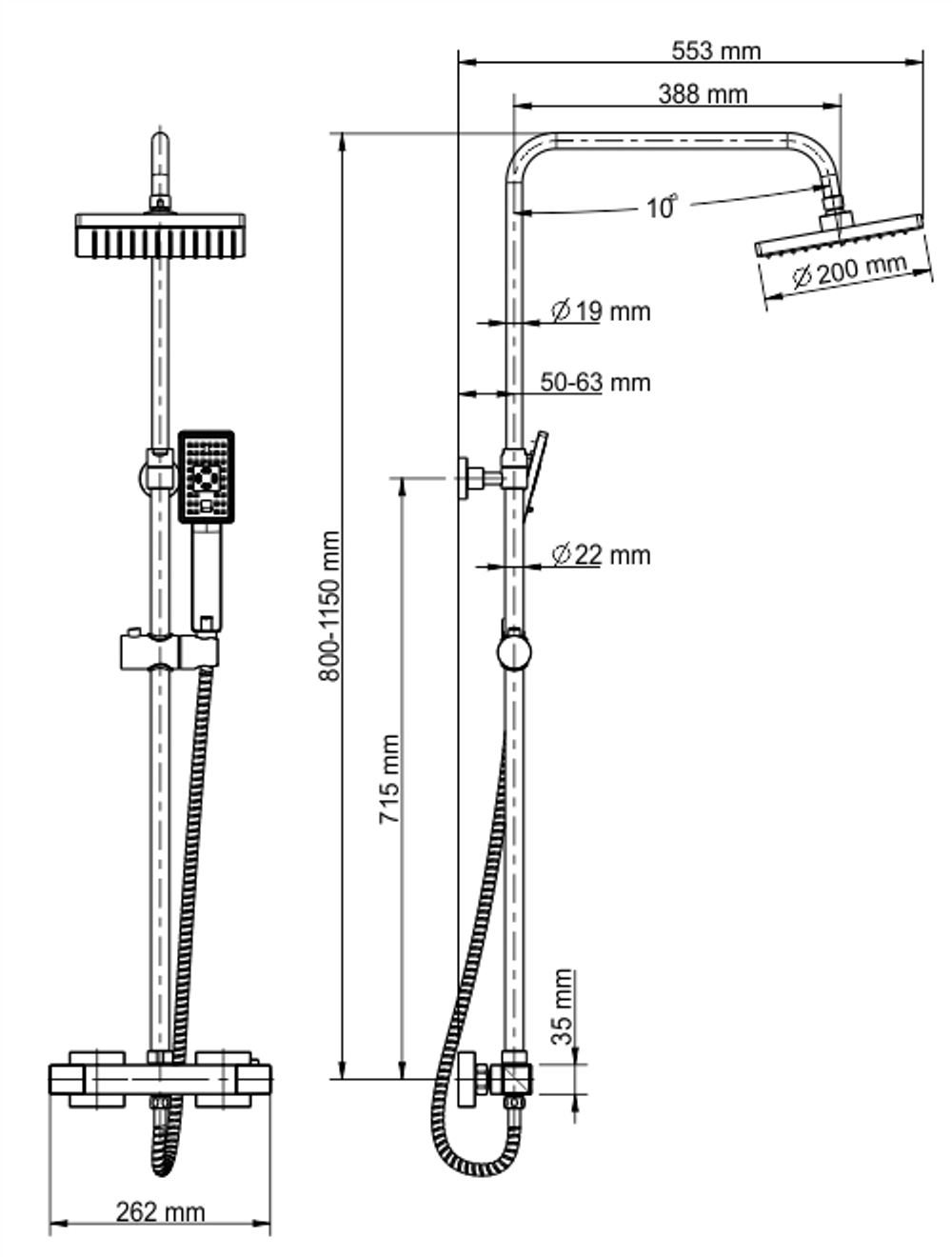 A15502 Thermo Душевой комплект с термостатическим смесителем