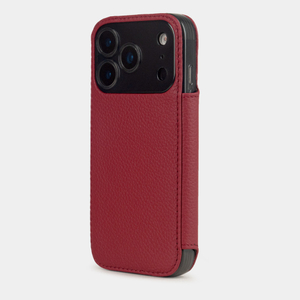 Чехол-книжка кожаная для iPhone 17 Pro Max, теленок вишневого цвета