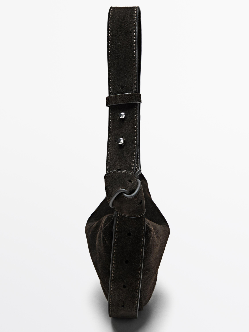 Massimo Dutti Мини-сумка через плечо из замши-сплита, шоколадный