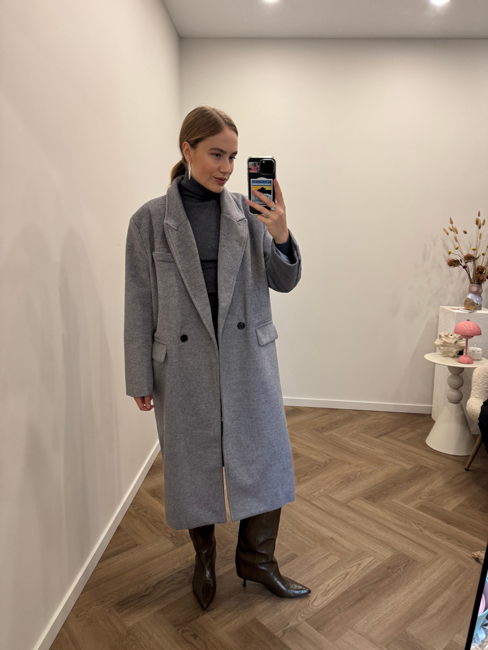 Пальто Джонни серый