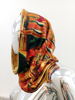 Двусторонний снуд "Гротеск", принт по мотивам шпалеры 17 века, Фландрия