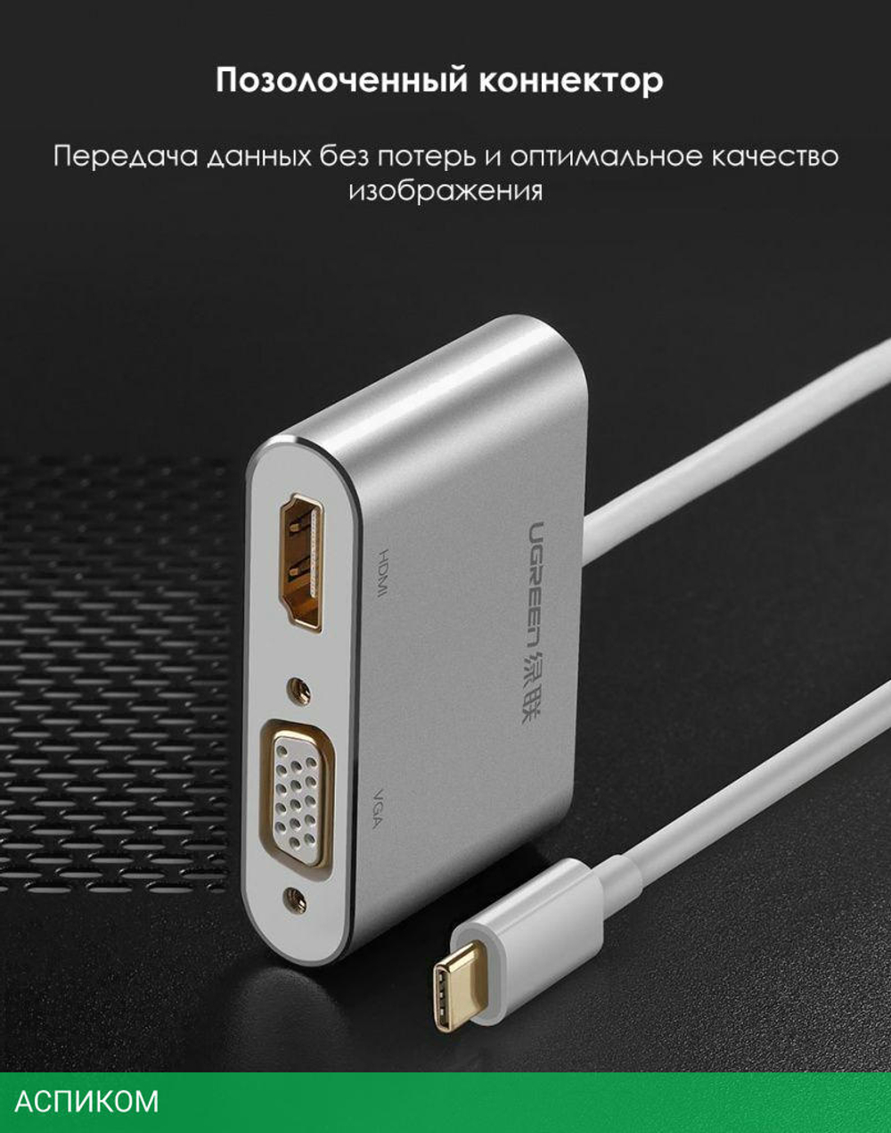 Конвертор сигнала UGREEN CM162-50505 Silver (50505)