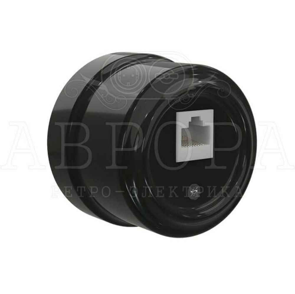 Ретро розетка для интернета RJ45, Черный, серия Аврора Мезонин GE70342-05 / Интернет