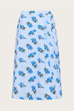 Голубая юбка-миди с цветочным принтом "Бланш"