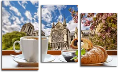 Модульная картина "Кофе и круассан"