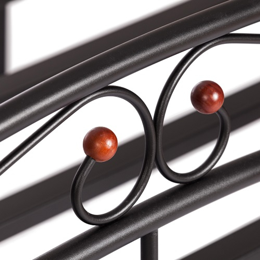 Кровать AT-8077 дерево гевея/металл, 160*200 см (Queen bed), красный дуб/черный