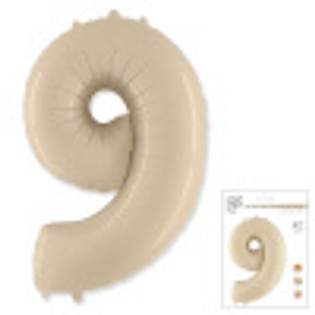 FM Шар 40'' / 102 см "Цифра 9" Кремовый (БГ-60)