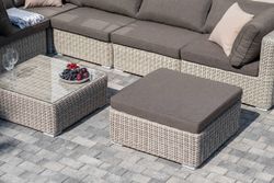 "Лунго" трансформирующаяся лаунж-зона из искусственного ротанга, цвет бежевый