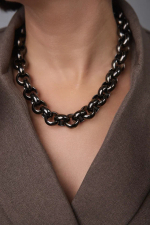 Колье цепь ролло гигант, оттенок графит и золото
