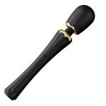 Чёрный аккумуляторный вибратор-вонд 29,1см с насадками Zalo Kyro Wand Massager Obsidian Black