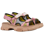 GUCCI Leather Gauze Beach Sandals 5.5cm Women"s Pink