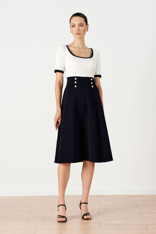 51672 Платье женское (молочный / синий)