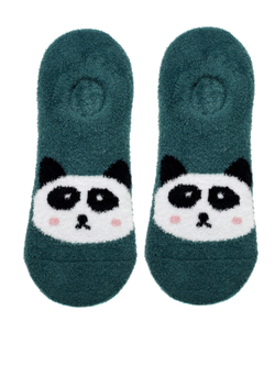 Носки-Тапочки Махровые "Панды" Зеленые