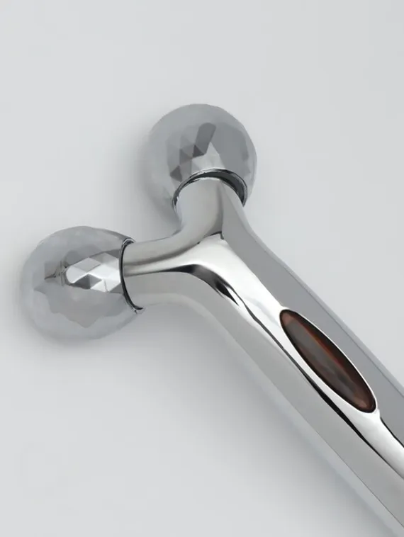 Массажёр для лица и зоны декольте, 2 шара, 14,3 × 4,5 см, цвет серебристый