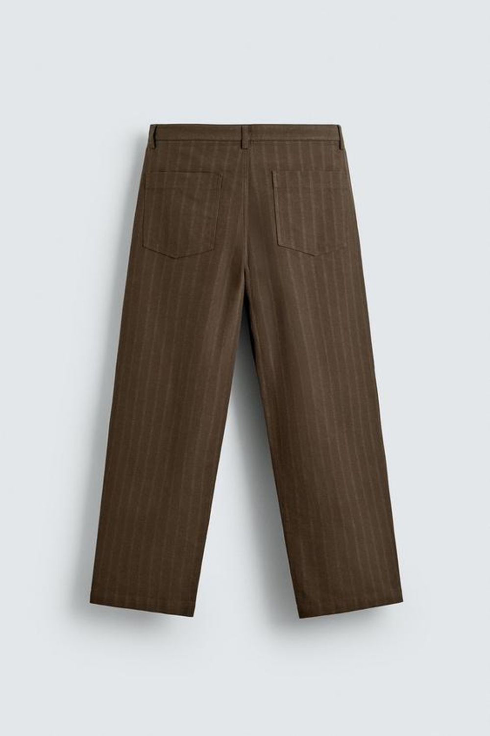 ZARA БРЮКИ BALLON FIT ИЗ ЖАККАРДА В ПОЛОСКУ, КОРИЧНЕВЫЙ