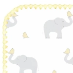 SwaddleDesigns SD-458PY Фланелевая пеленка для новорожденного - Elephant & Chickies, Sterling + Pale Banana