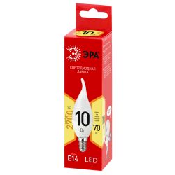 Лампа светодиодная ЭРА RED LINE LED BXS-10W-827-E14 R 10Вт свеча на ветру теплый белый свет Е14 | Лампы cветодиодные Свеча (B/C)