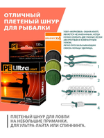 Плетеный шнур для рыбалки PE ULTRA LIGHT Black 0,04mm 135m