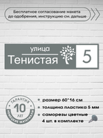 Адресная табличка на дом с деревом, 60х16 см.