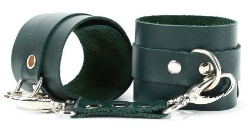 Наручники Emerald Handcuffs БДСМ Арсенал, изумрудные кожаные