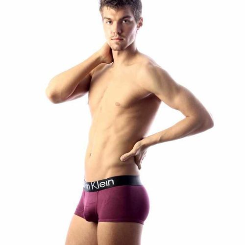 Мужские трусы хипсы фиолетовые с черной резинкой Calvin Klein Steel Black Waistband Violet