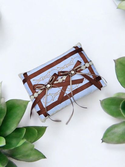 Подушечка для колец белая шоколадная. Размер: 14х19.5см