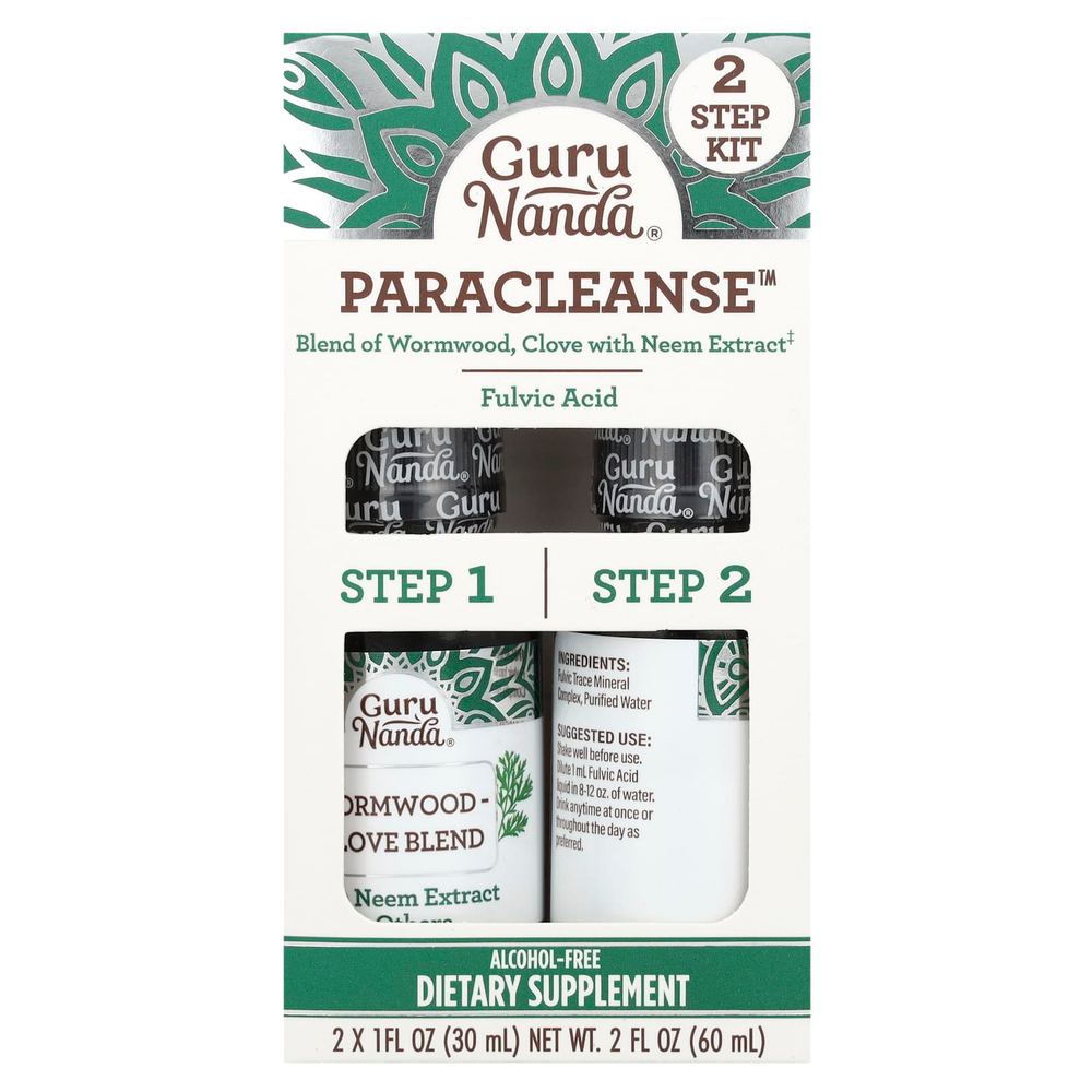 GuruNanda, Paracleanse, 2 этапных набора, без спирта, 2 шт. по 30 мл (1 жидк. унция)