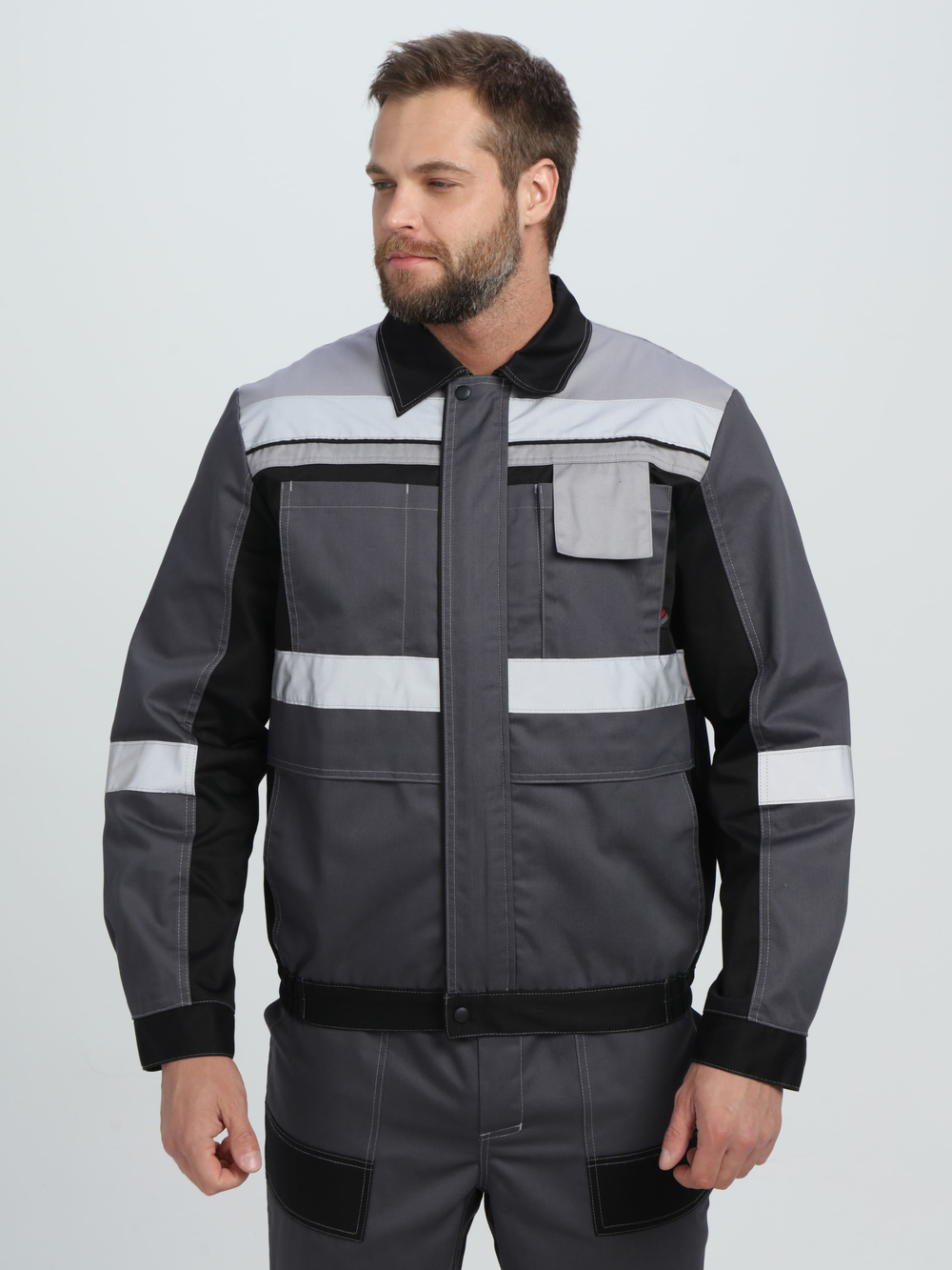 Костюм Вивантек-1 СОП К. (тк.Смесовая МВО,240) брюки, т.серый/черный/св.серый