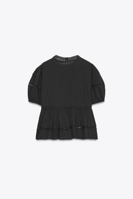 ZARA РОМАНТИЧНАЯ БЛУЗА С ВЫШИВКОЙ — ZW COLLECTION, ЧЕРНЫЙ