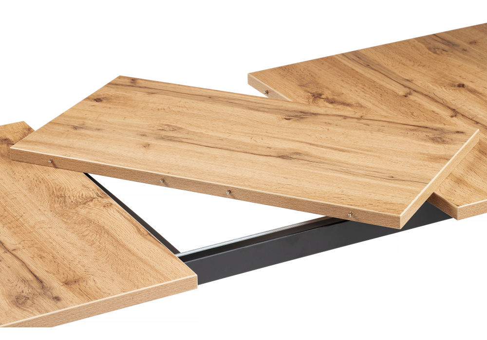 Стол деревянный Woodville Лота Лофт 120(160)х75 черный матовый, дуб крафт золотой, ножки черные