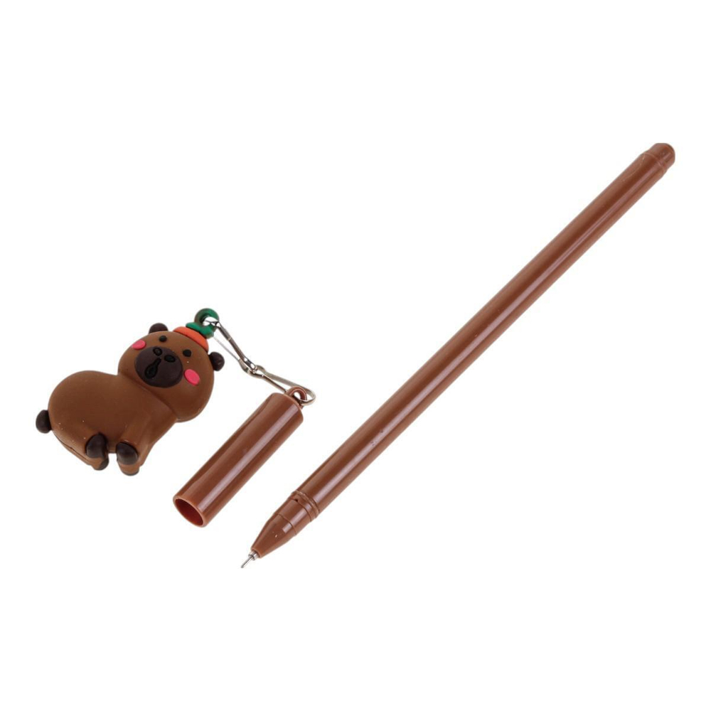 Ручка гелевая "Капибара", 0,5мм, синяя, с игрушкой, 4 вида микс (Комплект 40шт.)