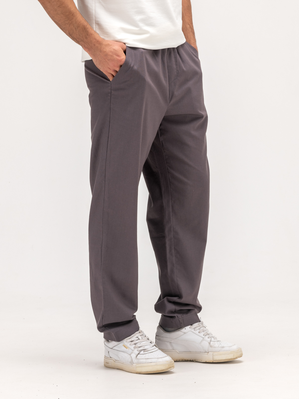 Костюм мужской льняной. Рубашка с брюками. Графит