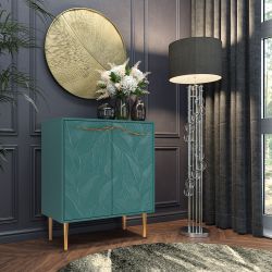 Комод Арт Колор leaves Стайл Голд с 2 полками Пастельно-синий