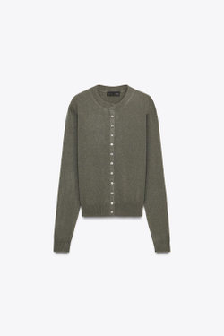 ZARA КАРДИГАН ИЗ 100% КАШЕМИРА, ЗЕЛЕНЫЙ