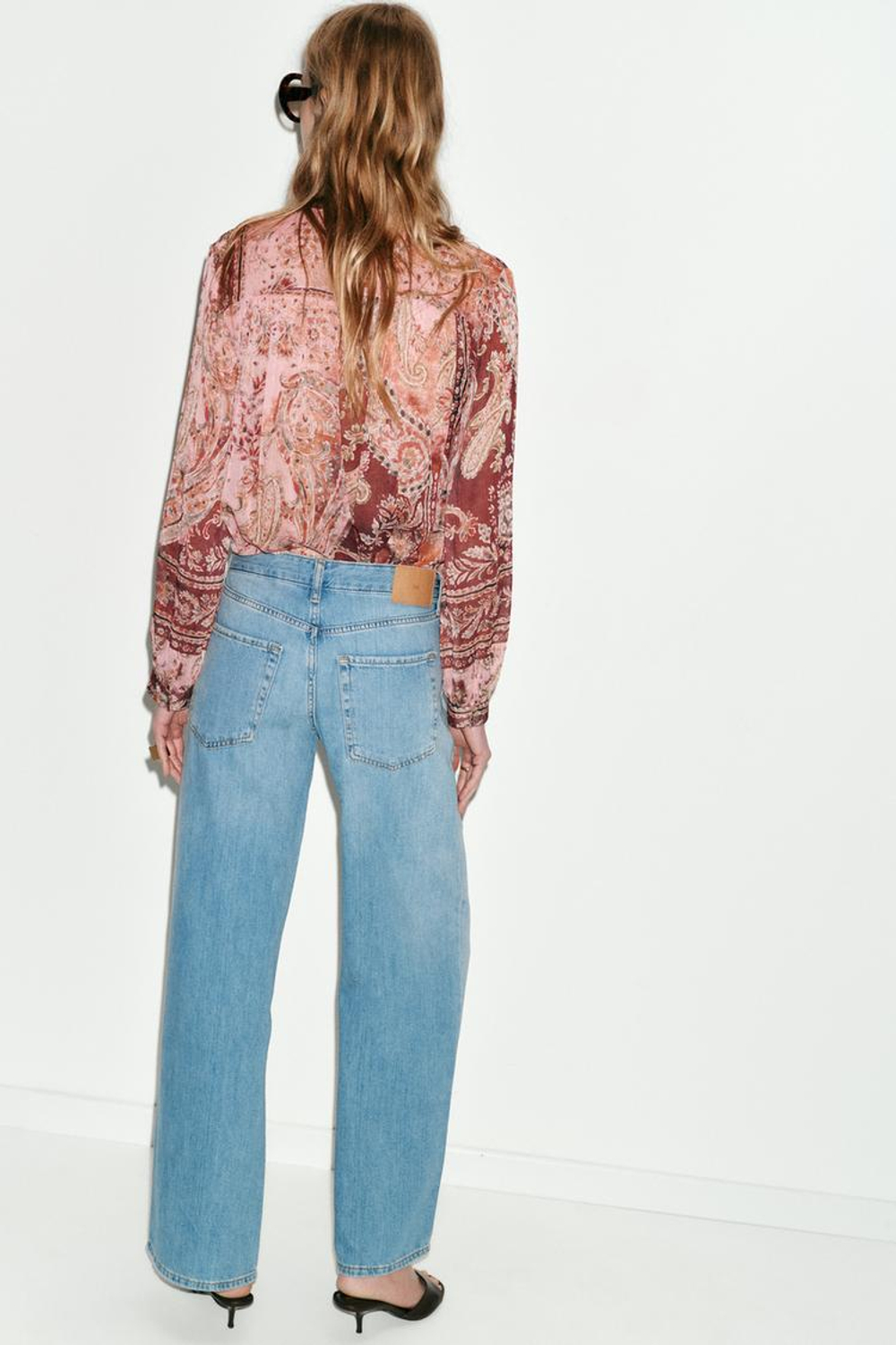 ZARA БЛУЗА С ПРИНТОМ И БАНТОМ, РАЗНОЦВЕТНЫЙ