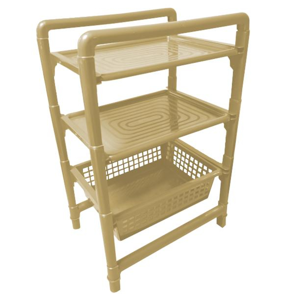 Этажерка 2 полки + 1 ящик цвет кремовый Б01.050.02СБ\-00-09-1015