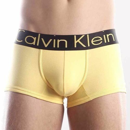 Мужские трусы хипсы желтые с черной резинкой Calvin Klein Steel Yellow Black Waistband Boxer