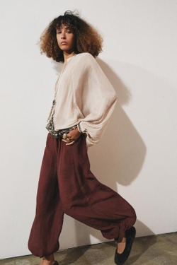 ZARA БРЮКИ-БАГГИ С ЗАВЯЗКАМИ — ZW COLLECTION, ЧЕРЕПИЧНЫЙ