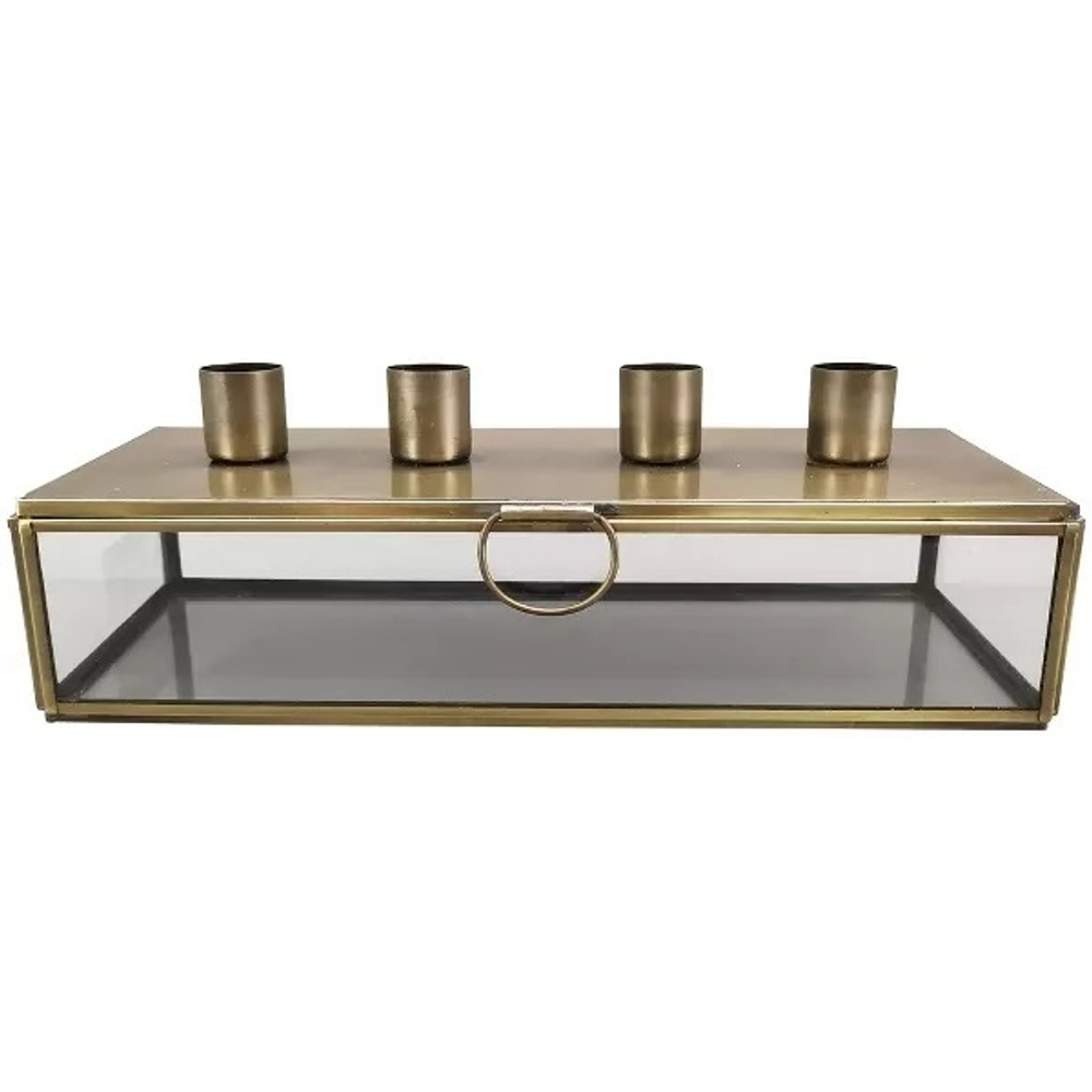 Шкатулка для свечей с подсвечником "Четыре свечи" 26x11x8,5см