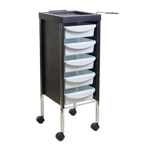 Тележка парикмахерская ПАНДА черная с белыми ящиками