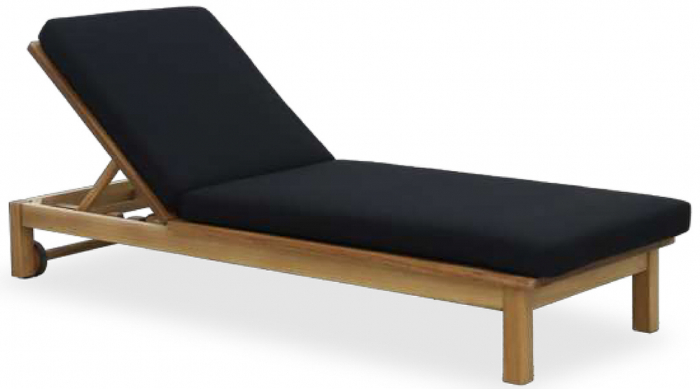 Шезлонг-лежак деревянный с матрасом Tagliamento Southbank, натуральный, черный