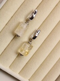 Серьги с натуральным цитрином - «Солнечная грань»