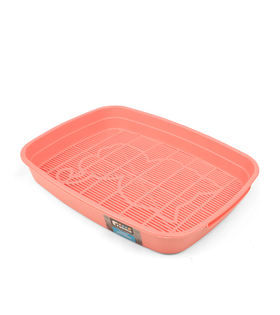 Туалет для кошек с сеткой малый "Леопольд", розовый, 340*260*50мм, Gamma