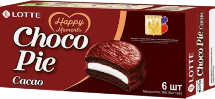 Печенье Choco Pie Cacao в глазури Lotte 6шт*28г