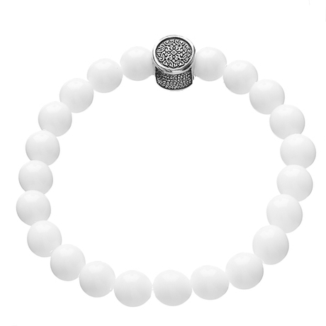 Браслет из поделочного камня/Частичное чернение/Агат/Белый/Ангел