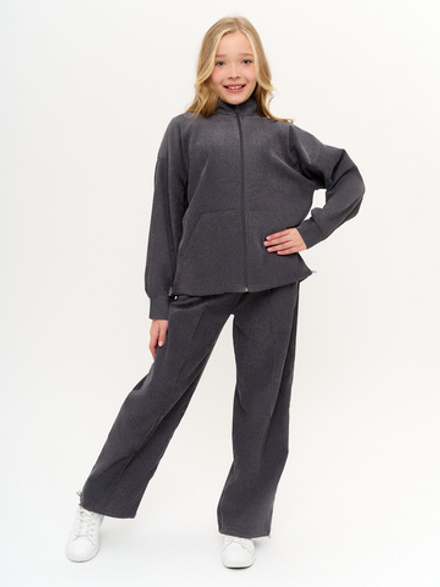 Костюм спортивный детский микровельвет серый