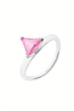 Кольцо сборное из серебра со вставками из розового и бесцветных фианитов