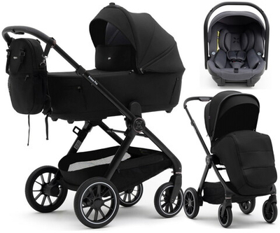 Коляска Agex Prima Pro 3 в 1 с автокреслом i-Team ATG080 Grey APP626 Black (Черный)