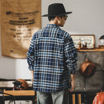 American Ретро Рубашка с длинными рукавами в крупную клетку с накладными карманами/