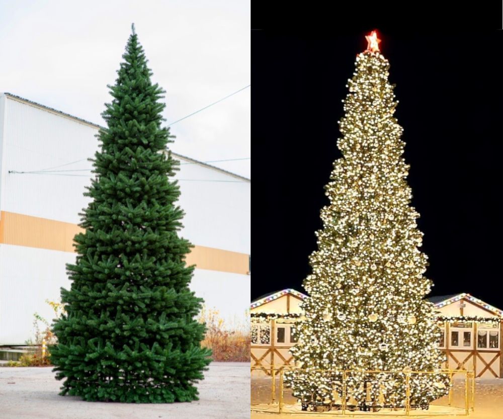 Светодинамическая елка каркасная - встроенная гирлянда: теплый свет - "Уральская" 25 м